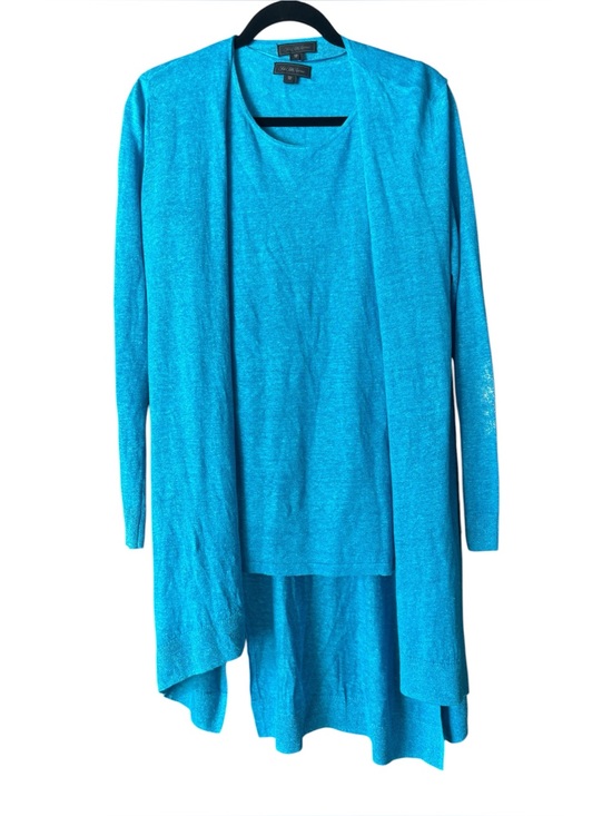 Saks Fifth Avenue Black Label Sweaters - Saks Fifth Ave Tank and Cardigan Set Turquoise Aqua Blue Silk Linen Blend XS